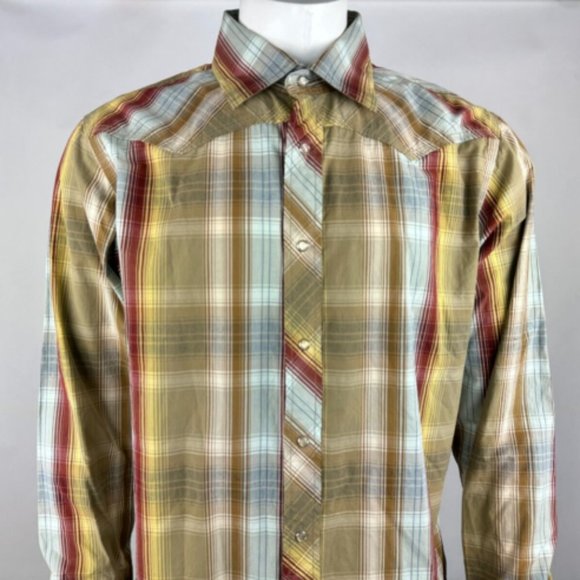 Fossil 54 Wester Plaid Shirt‎ Mens XL NWT Long Sleeve Button-Up Cotton Collared - Picture 7 of 14